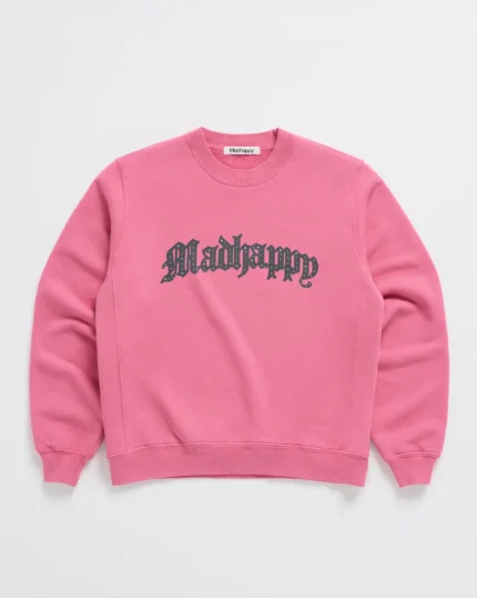 Madhappy Bijou Rhinestone Fleece Pink Crewneck Sweatshirt
