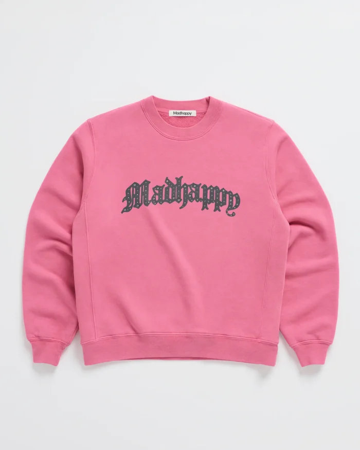 Madhappy Bijou Rhinestone Fleece Pink Crewneck Sweatshirt