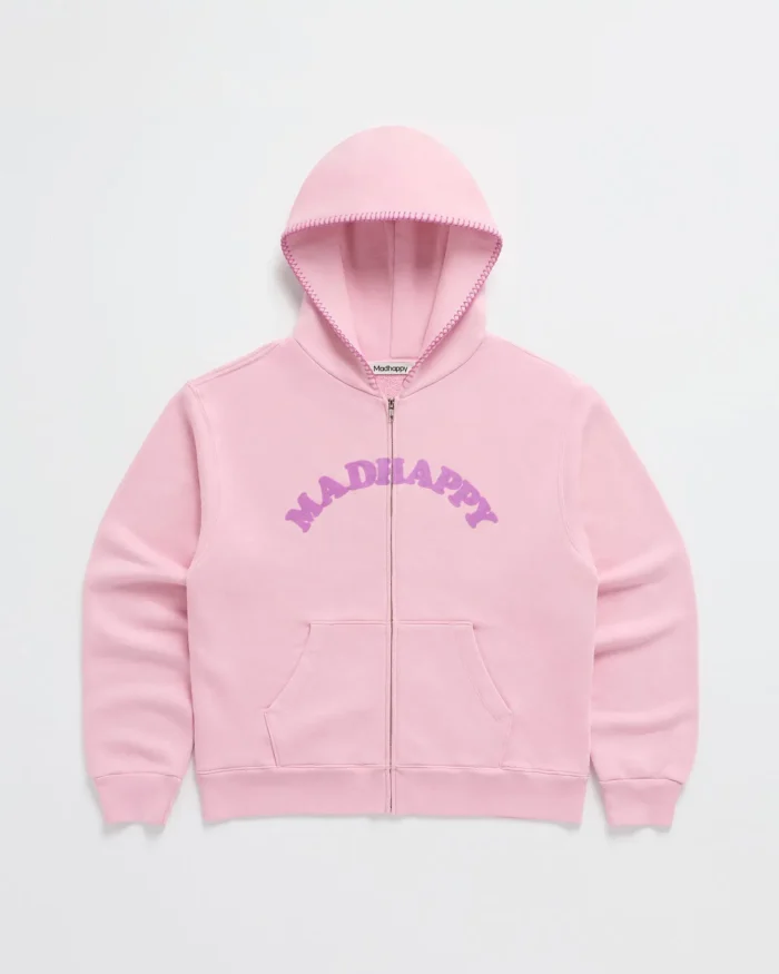 Madhappy Cooper Midweight Zip Up Pink Hoodie Lychee