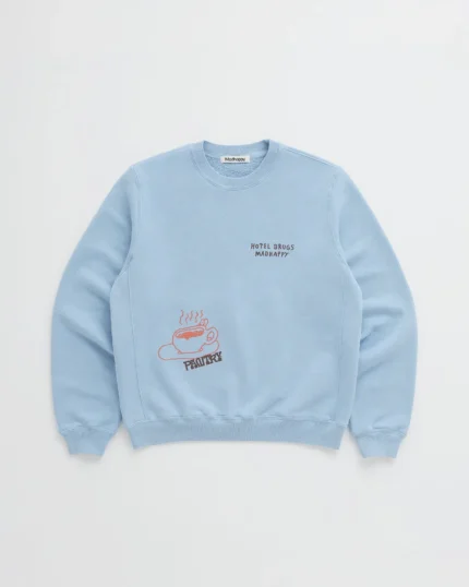 Madhappy HOTEL DRUGS Fleece Crewneck Blue