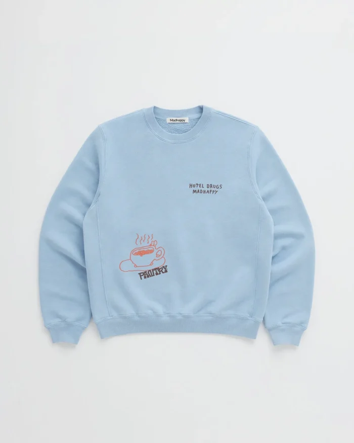 Madhappy HOTEL DRUGS Fleece Crewneck Blue