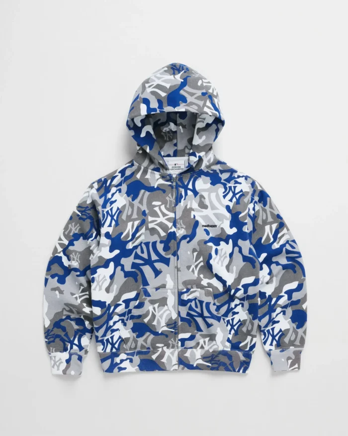 Madhappy Yankees Camo Full Zip Grey Hoodie