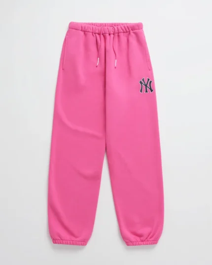 Madhappy Yankees Embroidered Fleece Sweatpants Pink